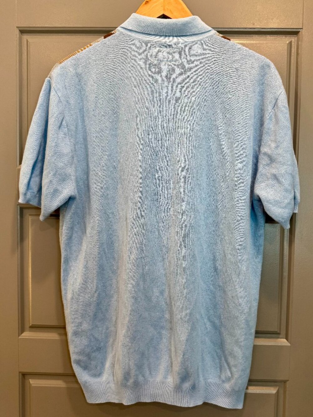 Beams+ Japan Argyle Knit Zip Polo Sweater Light Blue Size L - Picture 5 of 5